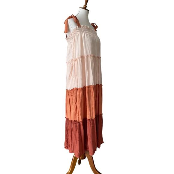 Large Dress Fall Midi Boho Bohemian Prairie Dress Resortwear Large Terra Cotta - Picture 8 of 14